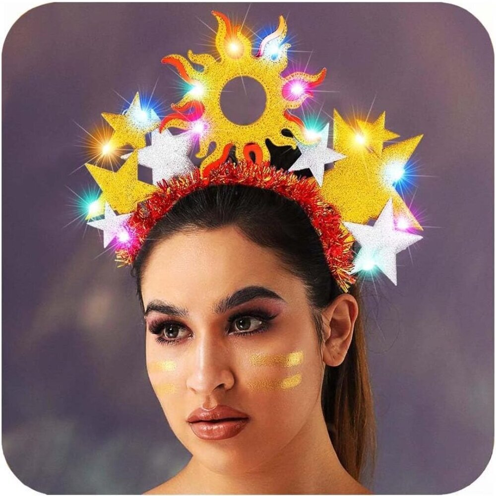 LED Sun Star Headband Festival Costume Hair Accessory for Women - Picture 1 of 8